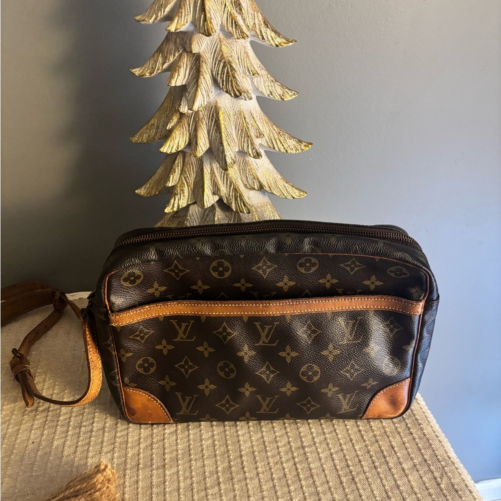 Luxury Brown Monogram Crossbody Bag